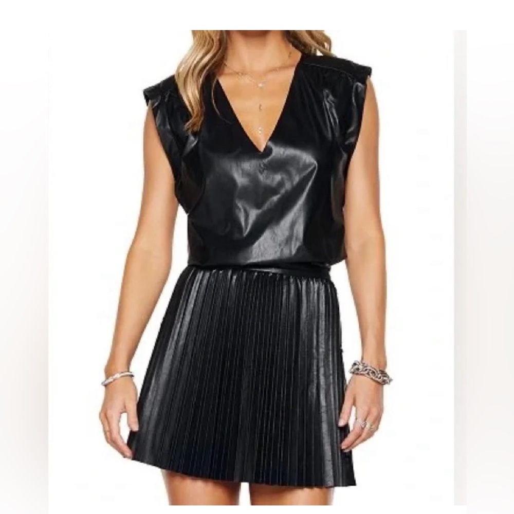 Ramy Brook Effie faux leather Dress in black size 2